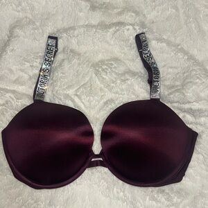Victorias Secret Rhinestone Straps Very Sexy Push Up 34DDD Bra
